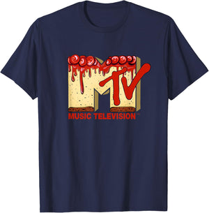 Original MTV Logo with a tasty cherry pie cake T-Shirt - T-Shirt | Navy