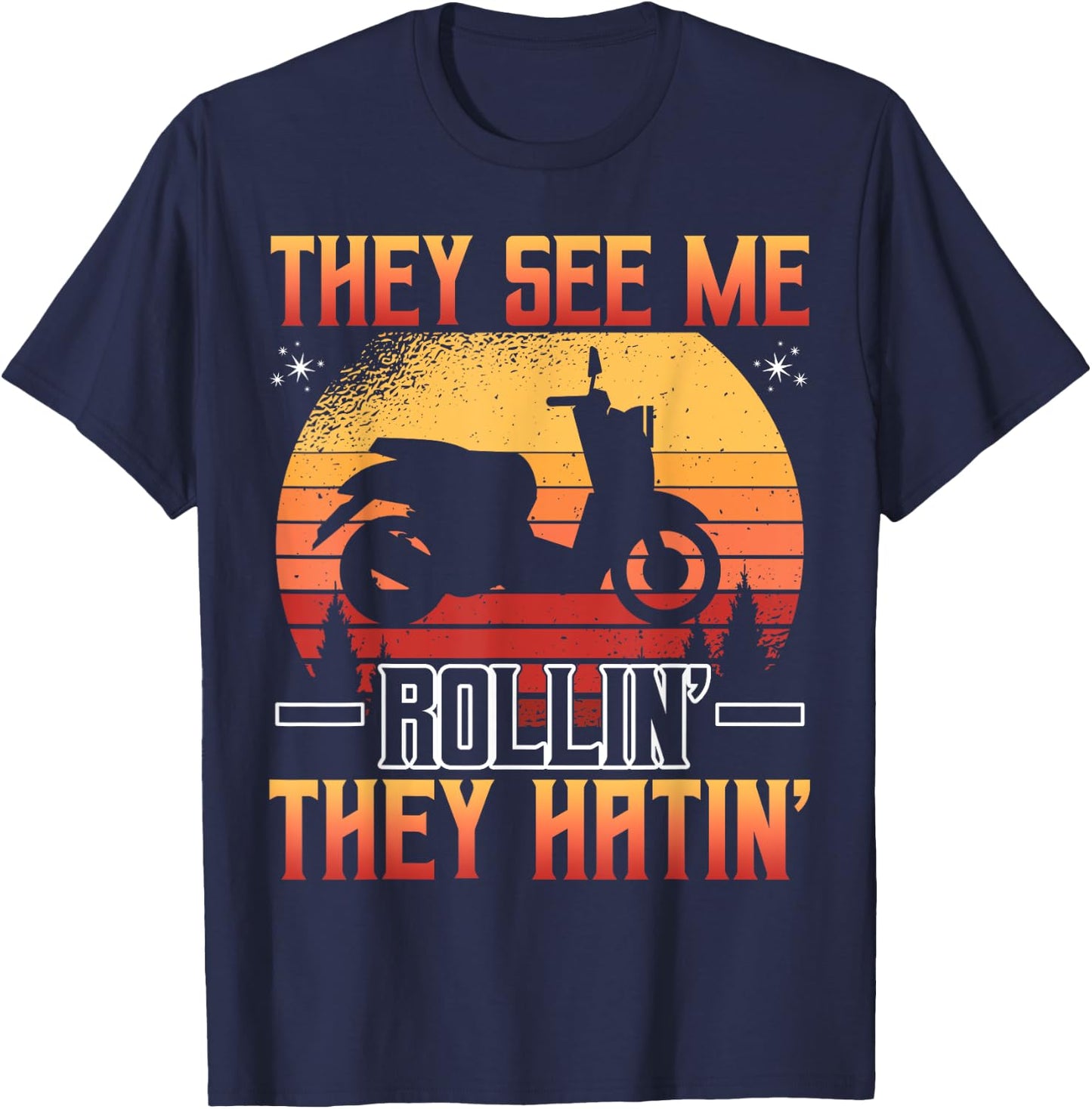 They See Me Rolling Motor Scooter Retro T-Shirt - T-Shirt | Navy