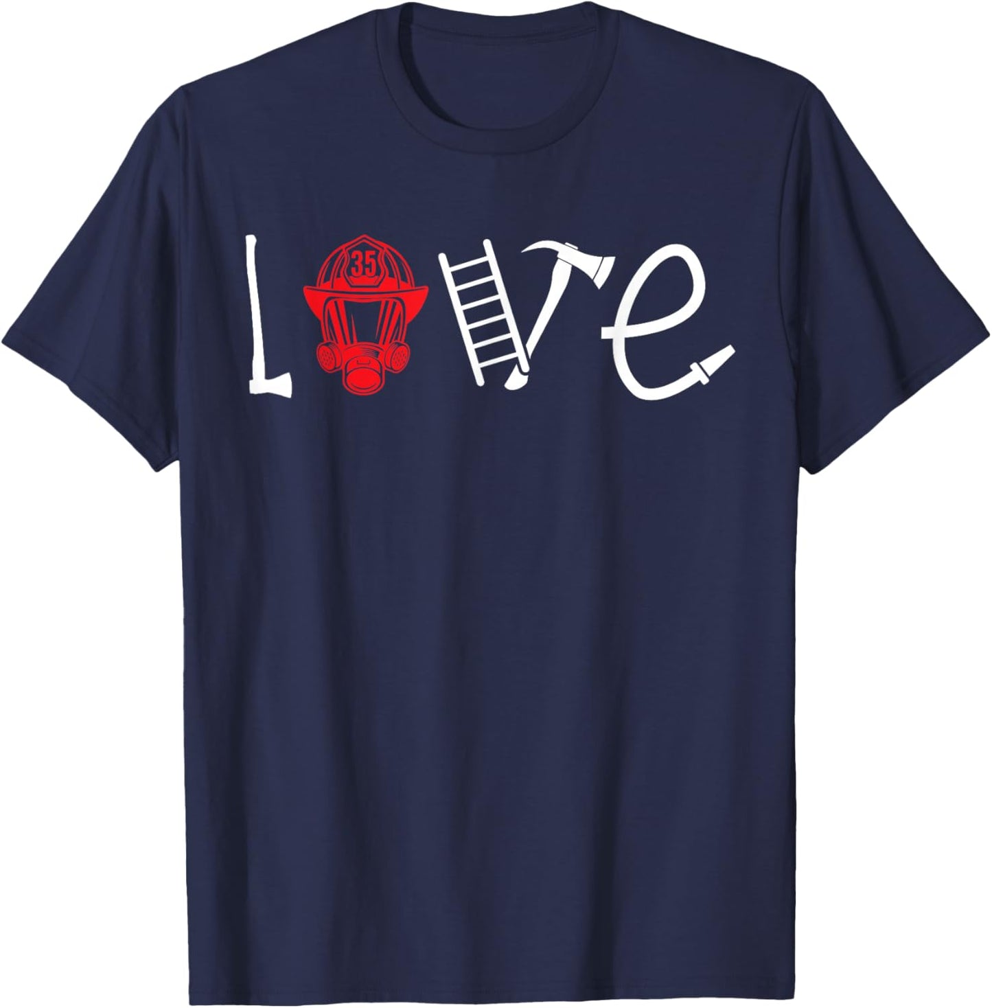 Female Firefighter Love Wife Girlfriend T-Shirt - T-Shirt | Navy