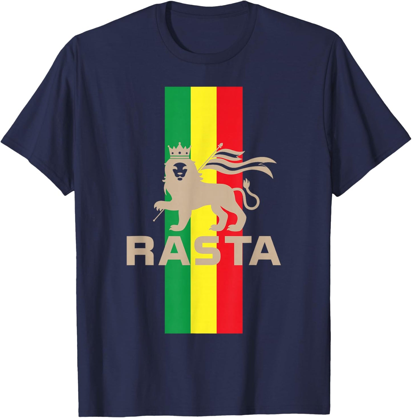 Lion of Judah Judah Rasta Rastafari Reggae T-Shirt - T-Shirt | Navy