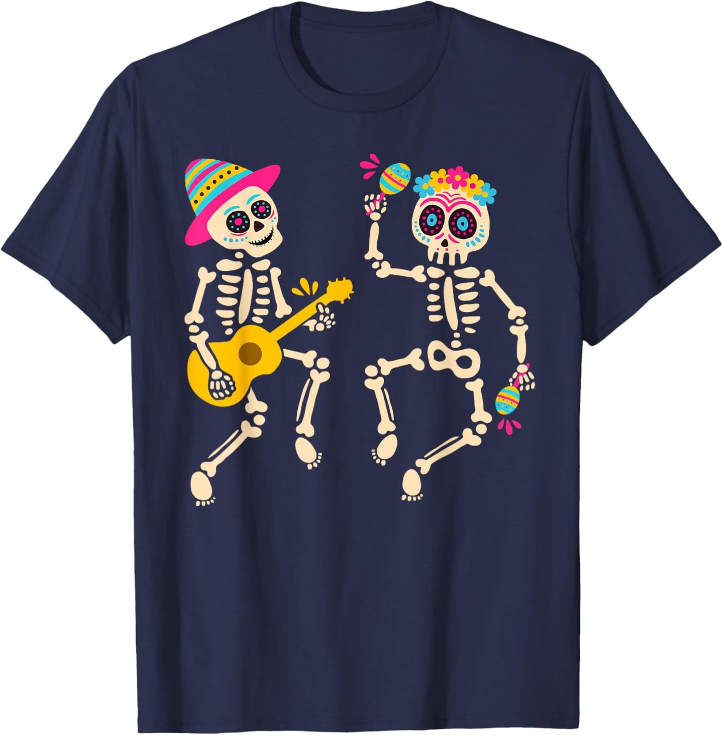 Dia De Los Muertos Skeleton Dancing Skull Day of The Dead T-Shirt - T-Shirt | Navy