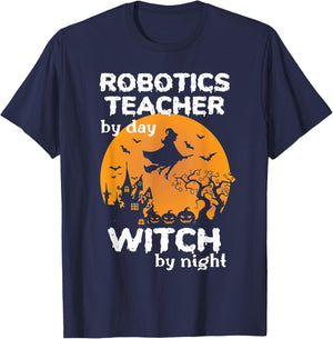 Funny Witch Pumpkin Robotics Teacher Halloween Costume T-Shirt - T-Shirt | Navy
