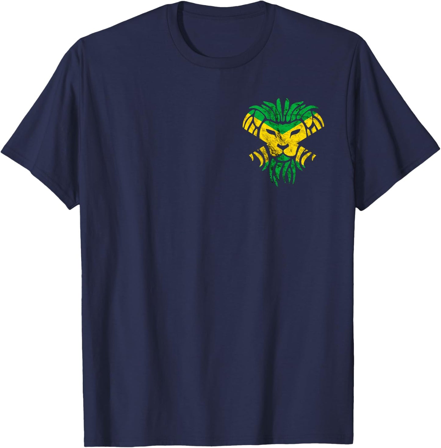 Jamaica Jamaican Roots Flag Tropical Lion Head Proud T-Shirt - T-Shirt | Navy