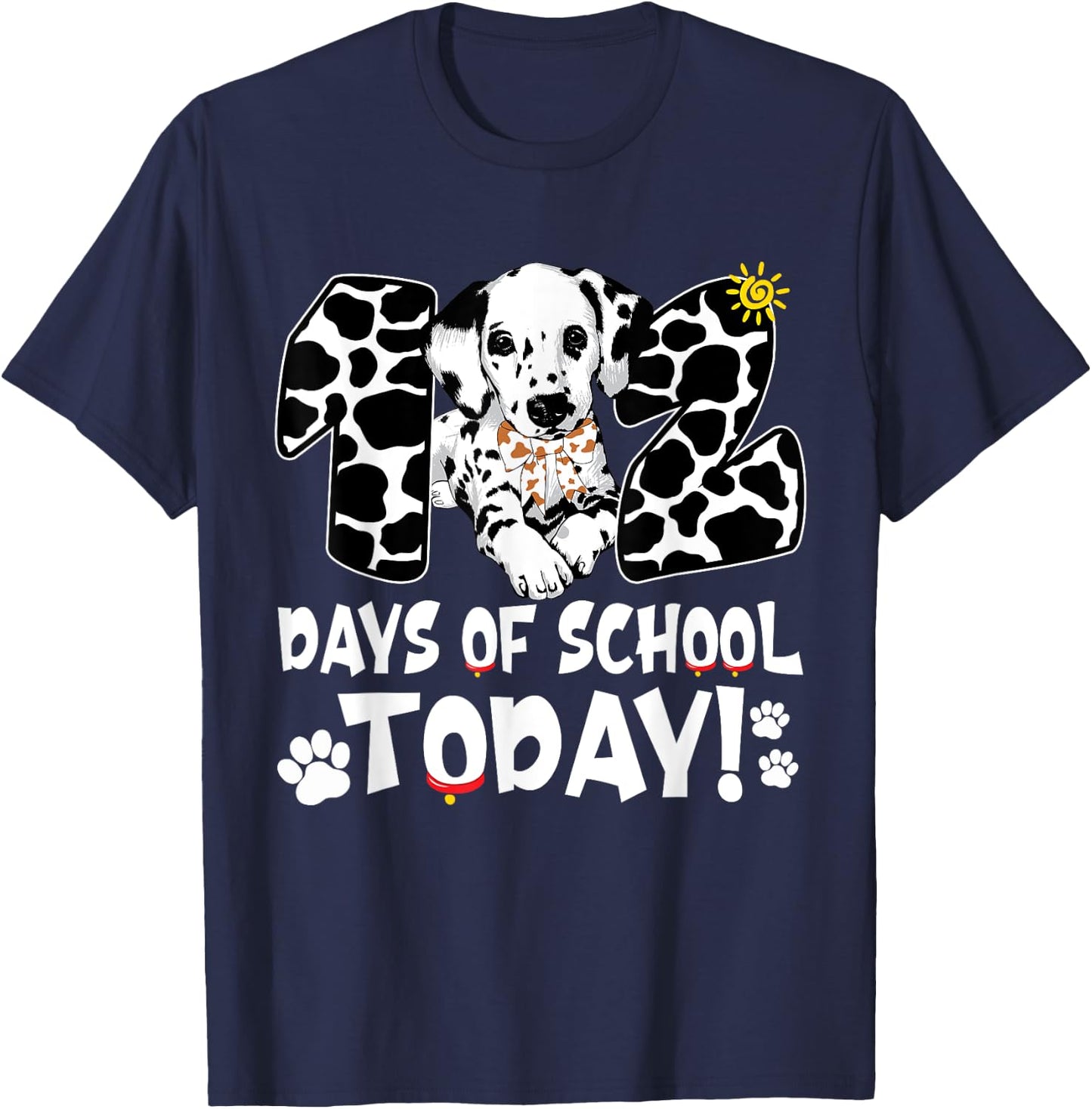 102 Days Of School Today Dalmatian Dog 100 Days Smarter Kids T-Shirt - T-Shirt | Navy