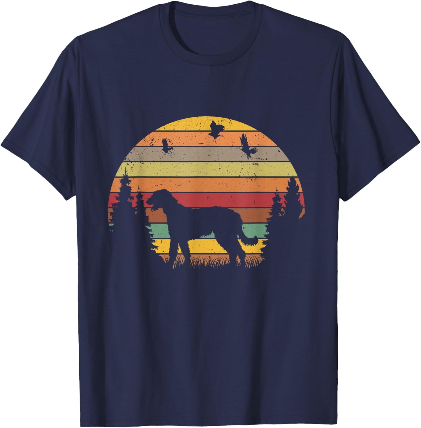 Irish Wolfhound Retro Vintage T-Shirt - T-Shirt | Navy