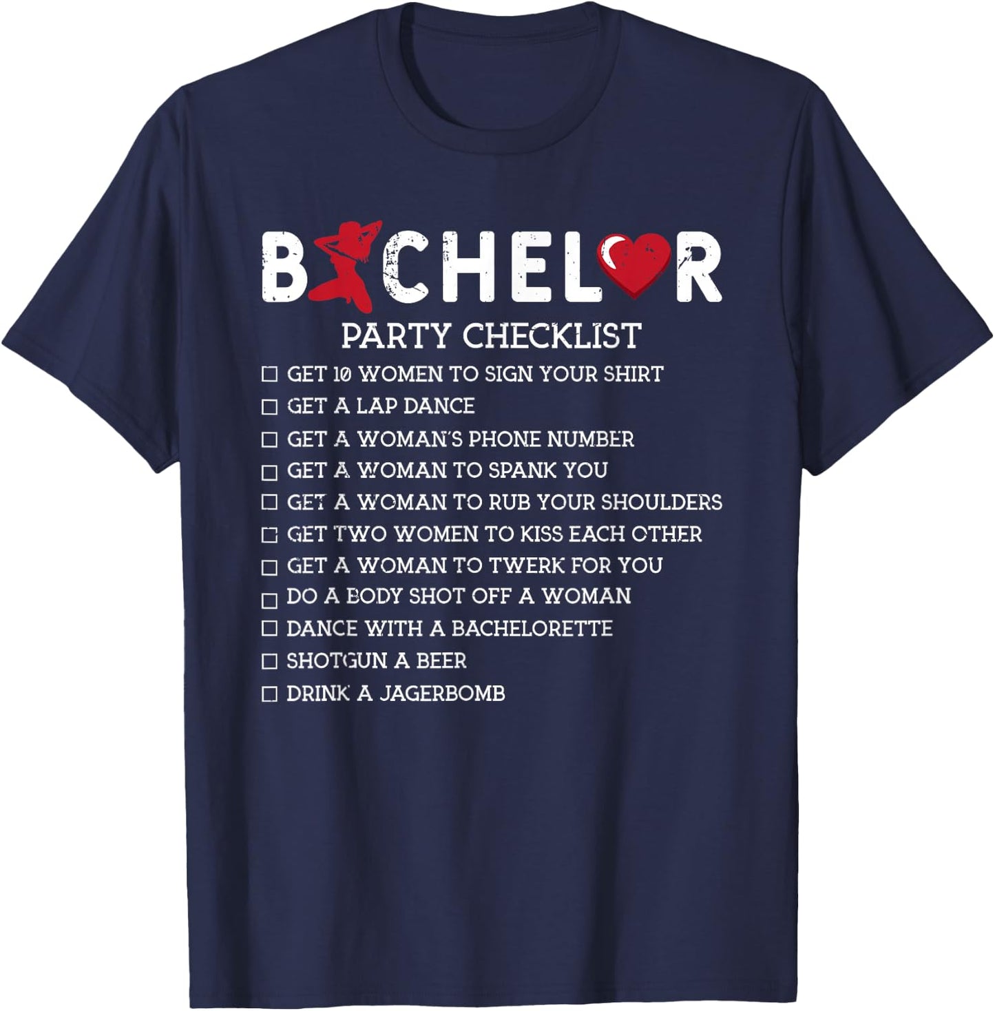 Bachelor Supplies Party Checklist Groom Groomsmen T-Shirt - T-Shirt | Navy