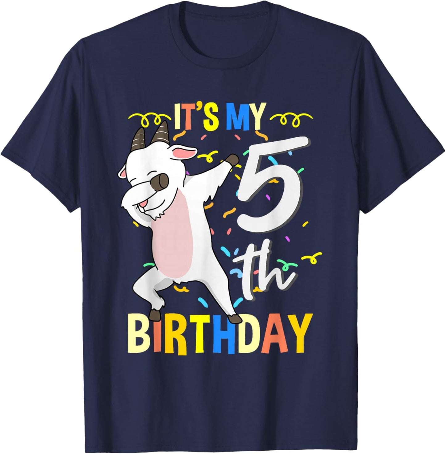 Its My 5th Birthday Dabbing Goat T-Shirt - T-Shirt | Navy