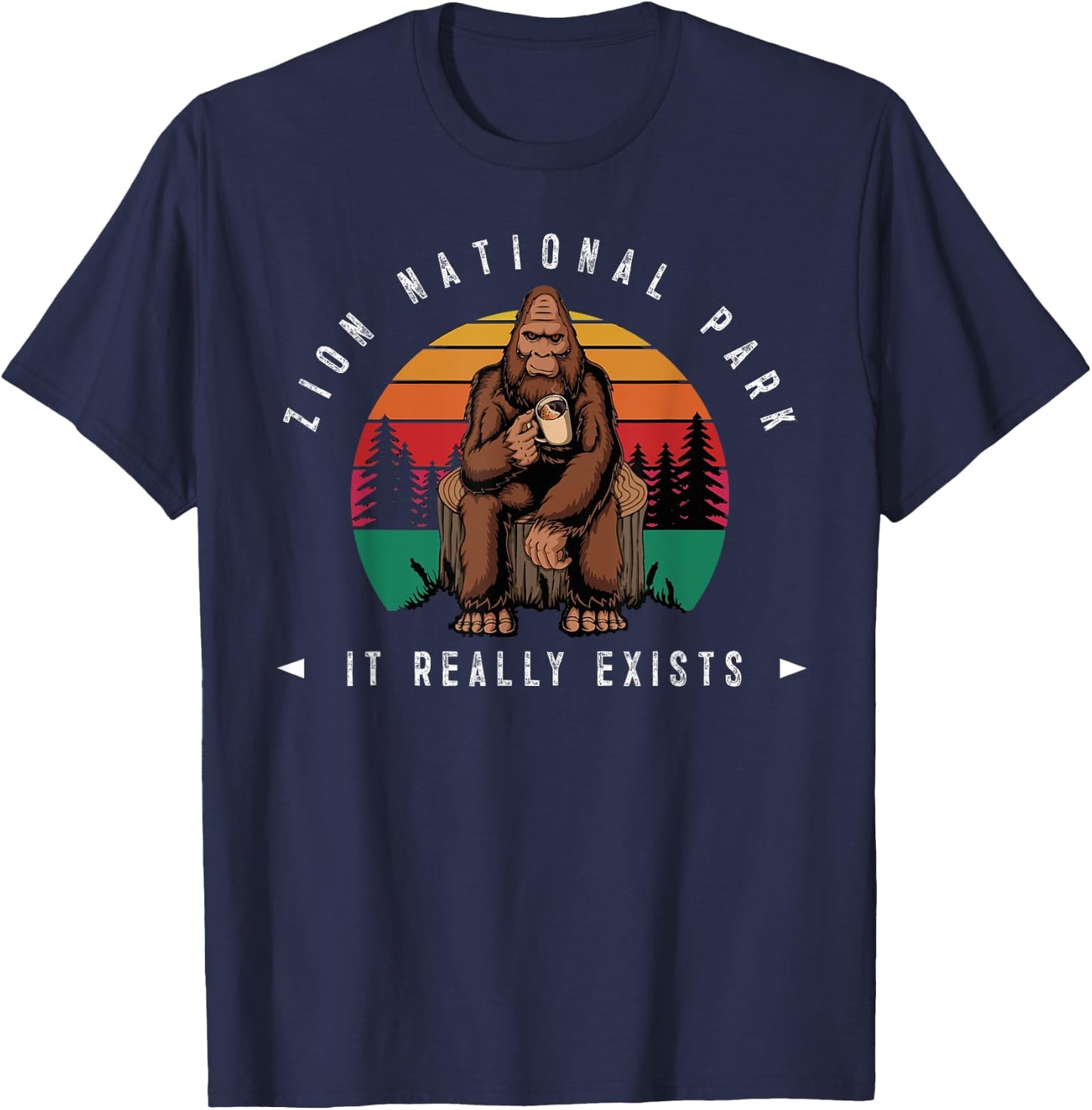 Zion National Park Bigfoot Sasquatch Men & Women T-Shirt - T-Shirt | Navy