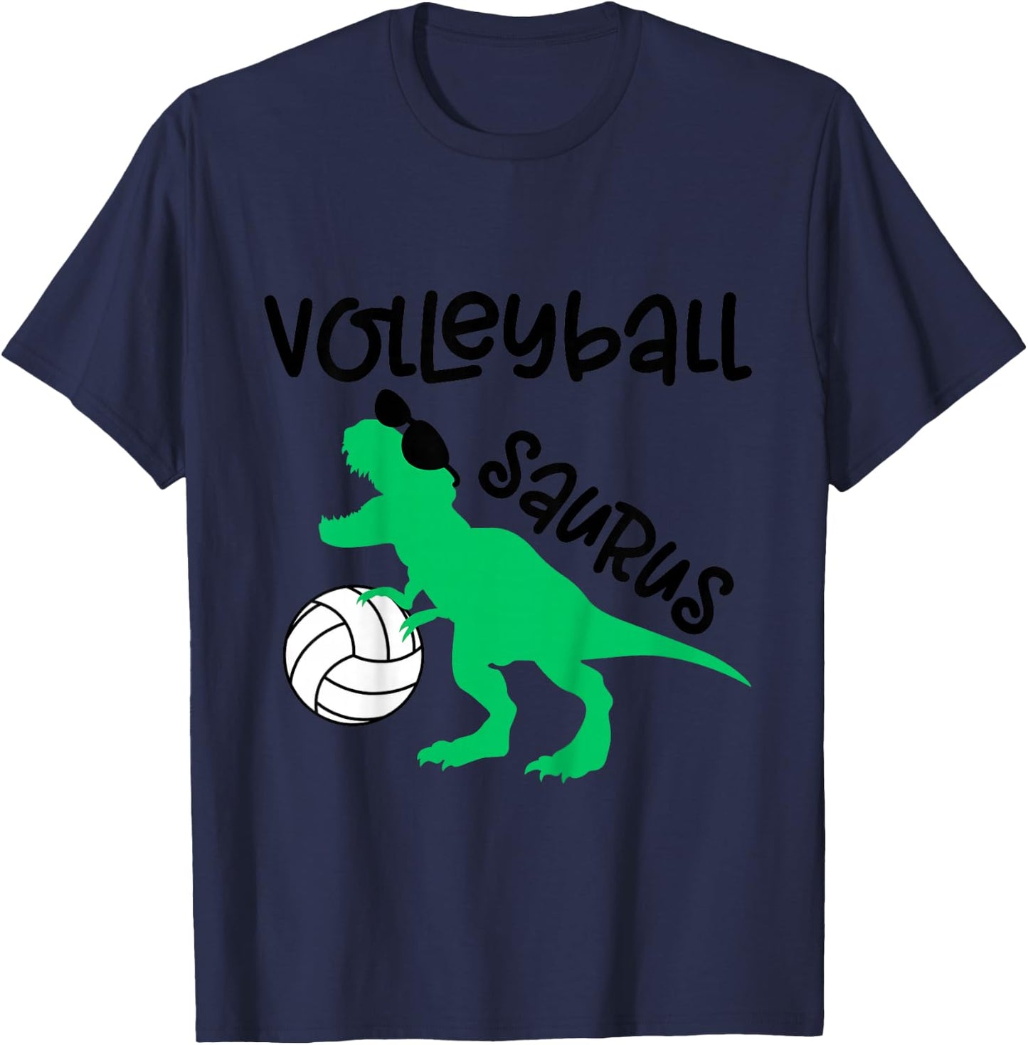 Dinosaur Volleyball Saurus Toddler Boy Biggest Fan Baby Girl T-Shirt - T-Shirt | Navy