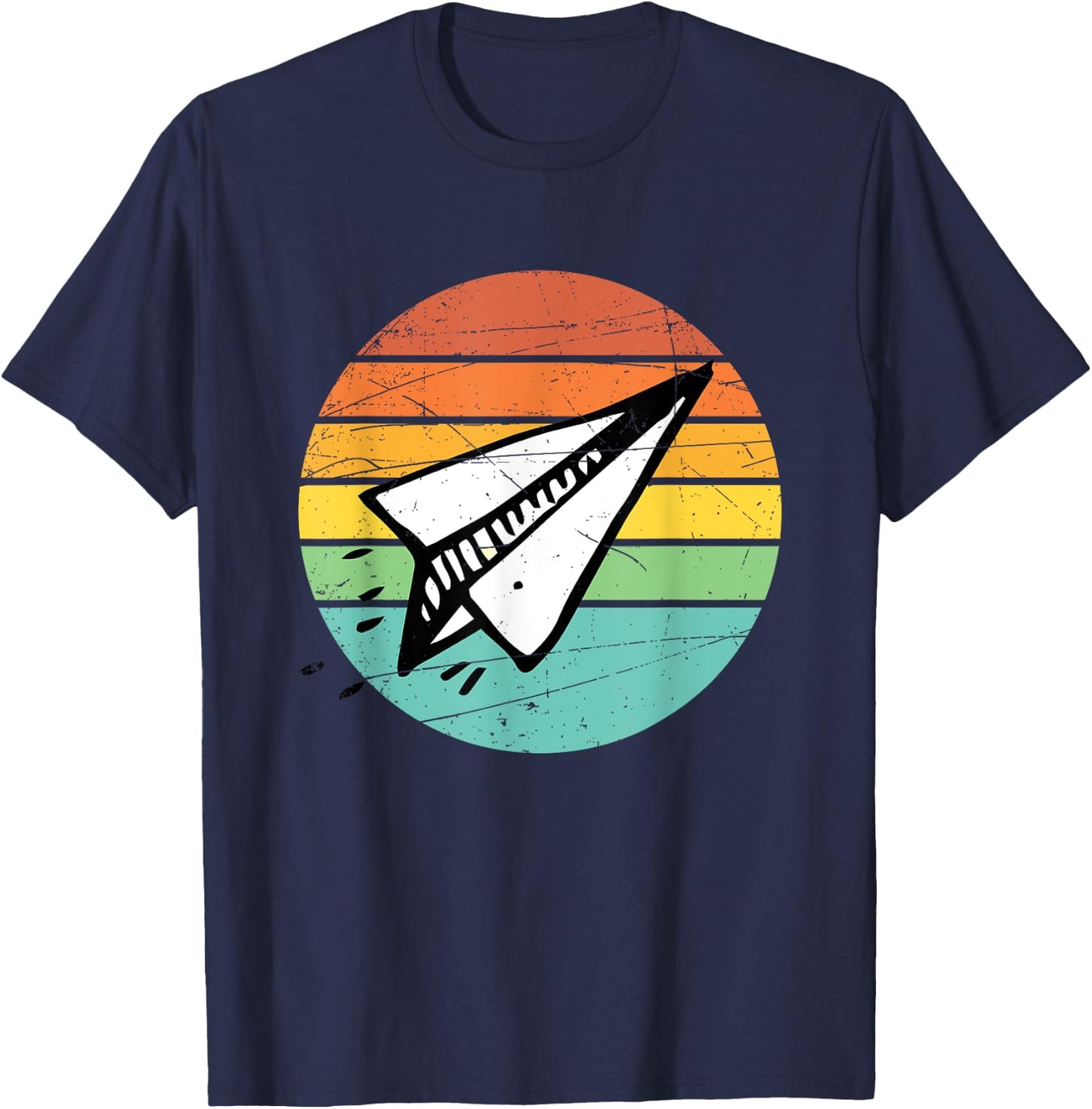 Retro Vintage Paper Airplane Lover Aviation Day Gift Ideas T-Shirt - T-Shirt | Navy