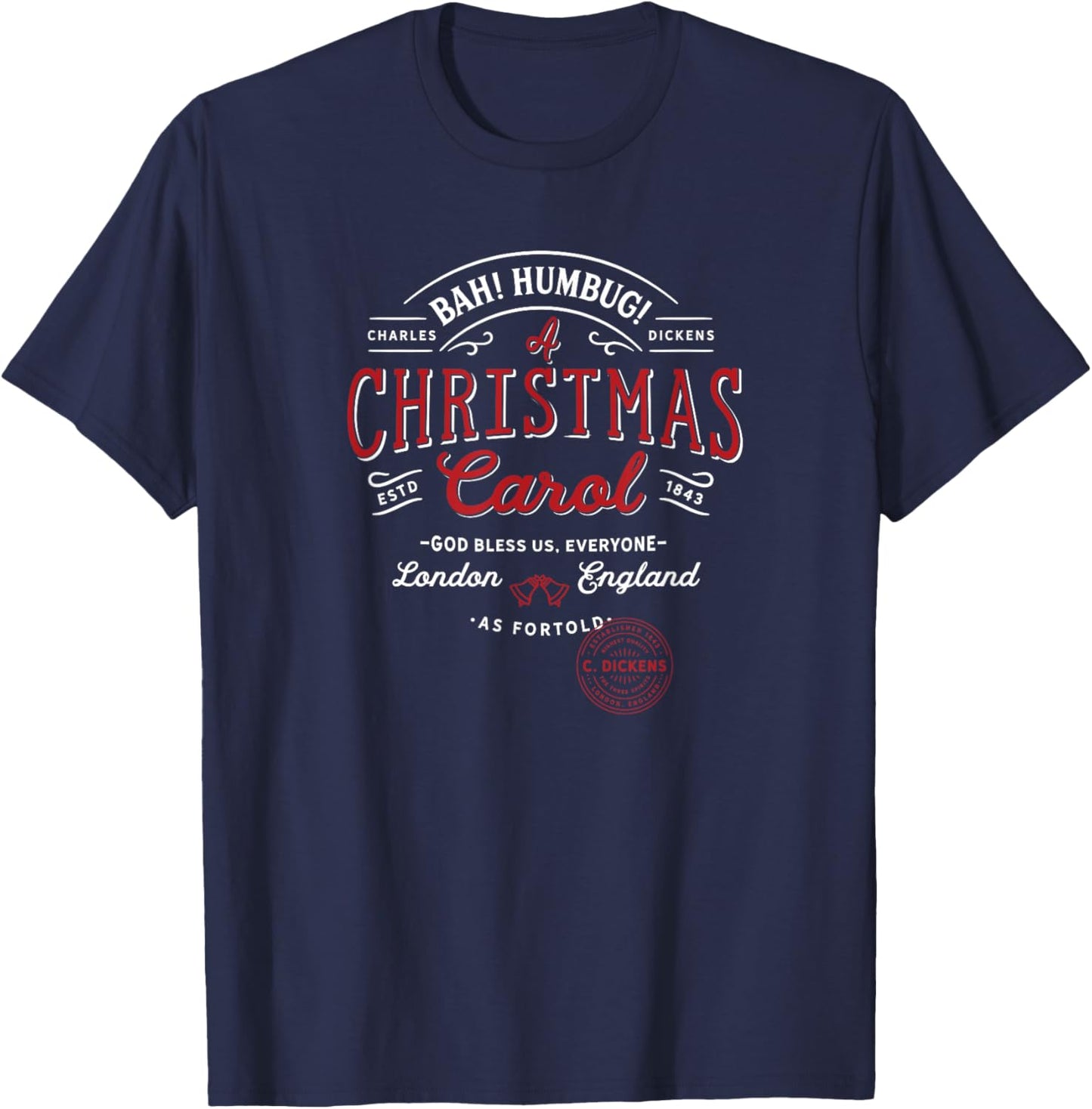 Christmas Carol, Bah! Humbug! Holiday Design, Tradition T-Shirt - T-Shirt | Navy
