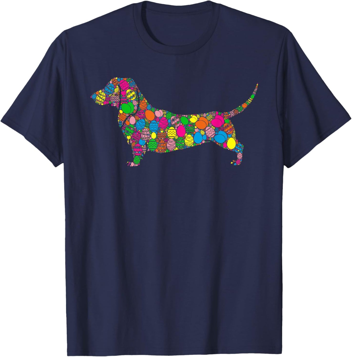 Colourful Egg Dachshund Women Men Children Easter T-Shirt - T-Shirt | Navy