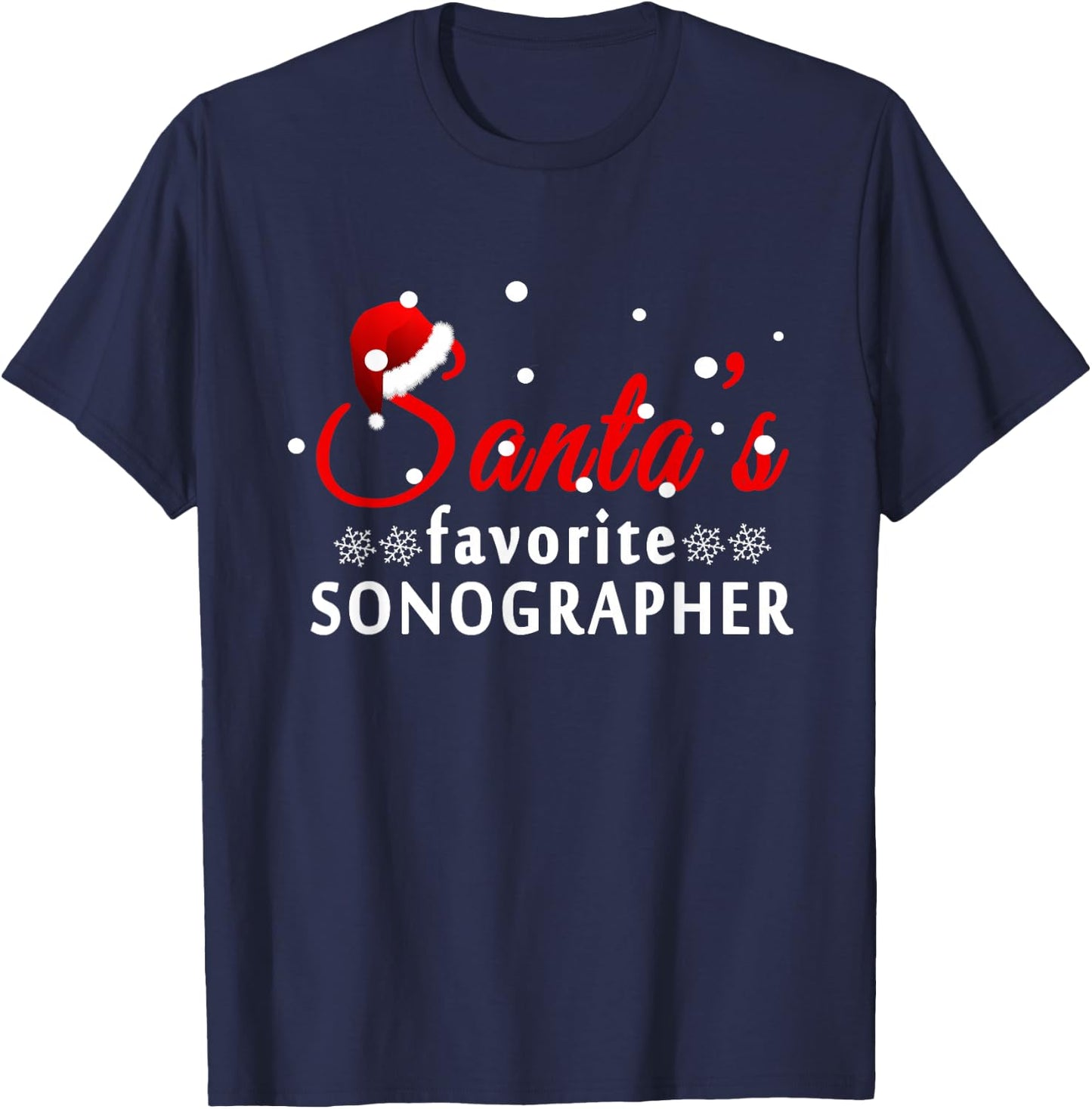 Santa's Favorite Sonographer Christmas Funny T-Shirt - T-Shirt | Navy