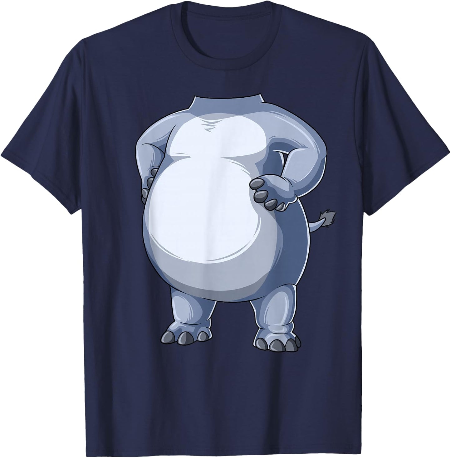 Easy Hippo Costume Hippo Body Headless Hippo Costume T-Shirt - T-Shirt | Navy