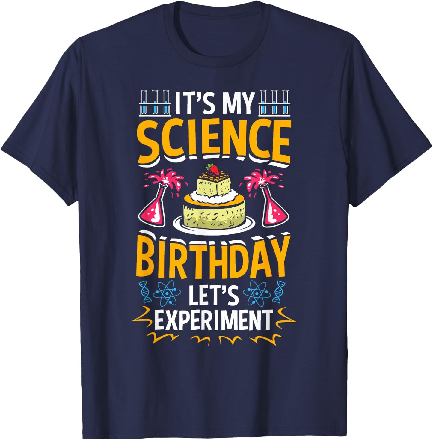 Birthday Boy Girls Science Stem Kids Birthday Party Theme T-Shirt - T-Shirt | Navy