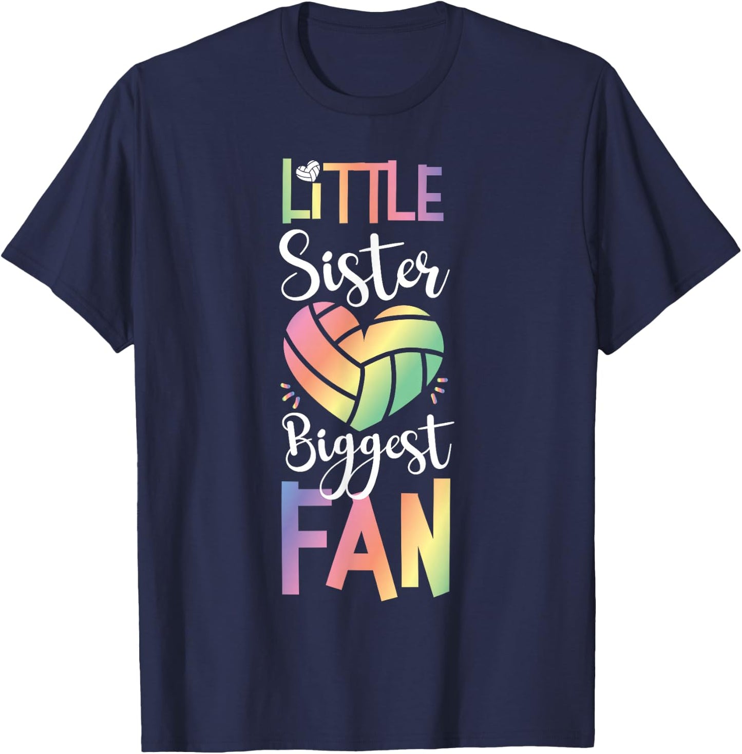 Team Sister Little Sister Biggest Fan Volleyball Player T-Shirt - T-Shirt | Navy