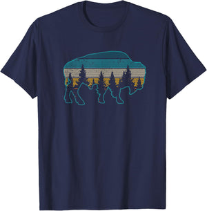 Bison American Buffalo Vintage National Park Souvenir T-Shirt - T-Shirt | Navy