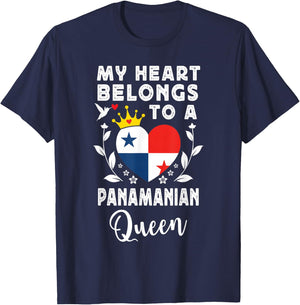 Panamanian Queen Panamanian Wife Girlfriend Panama Flag T-Shirt - T-Shirt | Navy