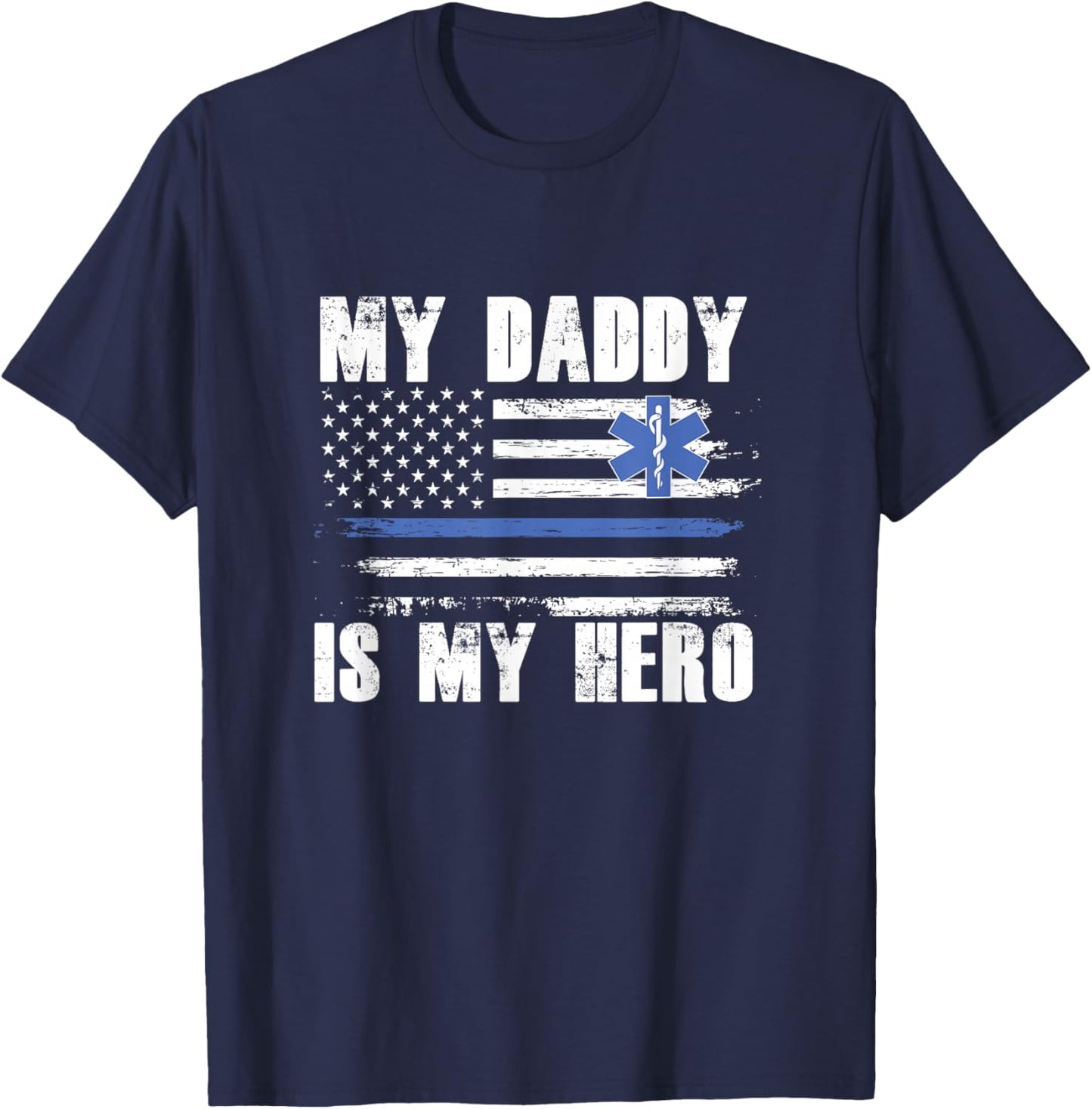 USA flag emergency paramedic father dad paramedic gift T-Shirt - T-Shirt | Navy