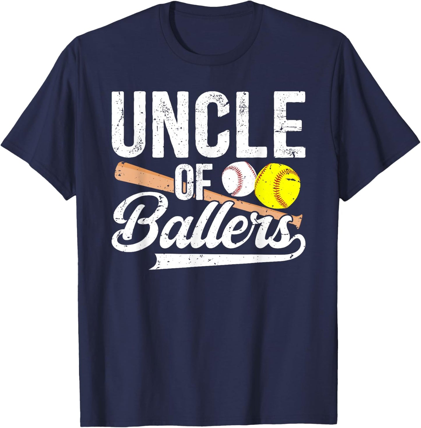 Uncle Of Ballers Baseball Softball Uncle T-Shirt - T-Shirt | Navy