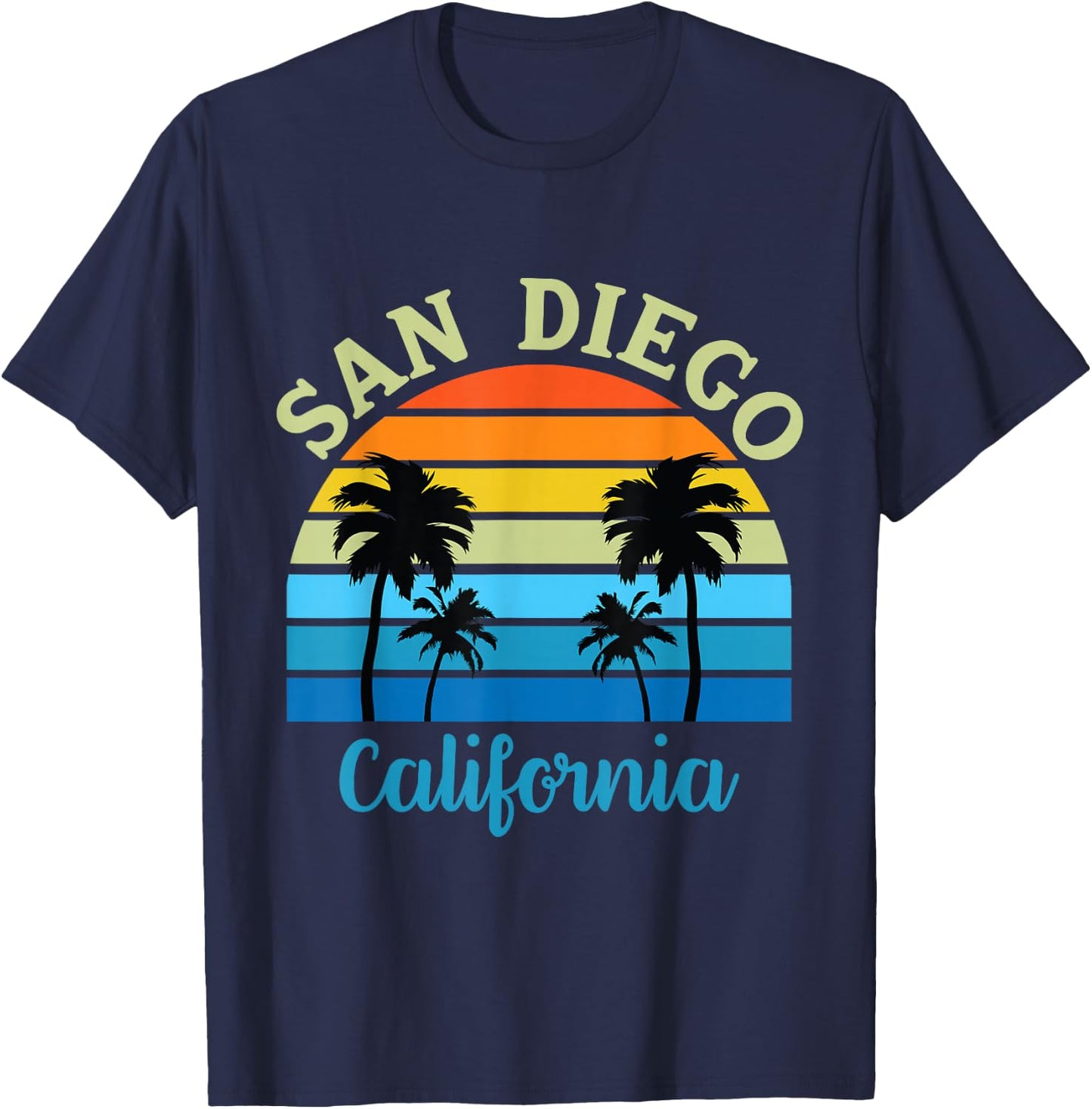 San Diego CA Palm Trees California Souvenir Retro Vintage T-Shirt - T-Shirt | Navy