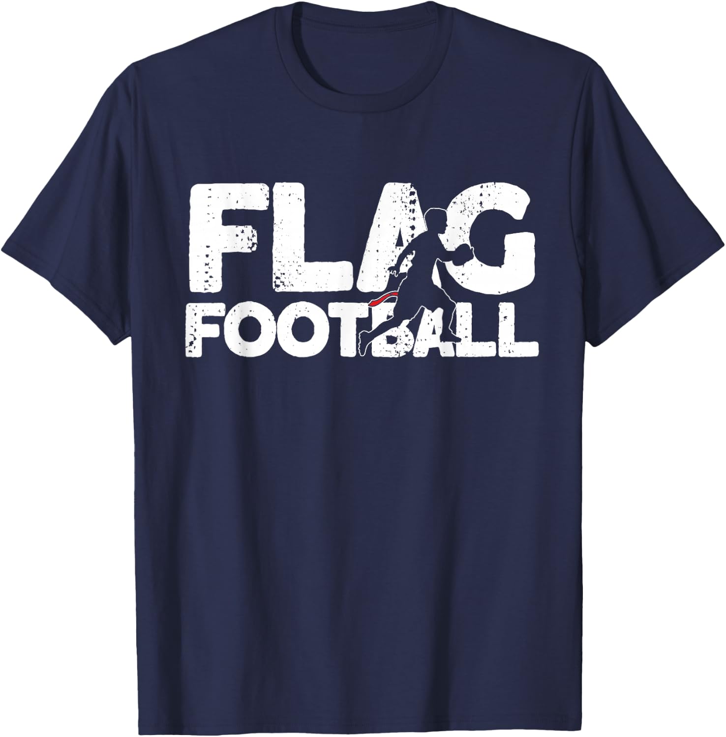 Flag Football Silhouette on Flag Football T-Shirt - T-Shirt | Navy