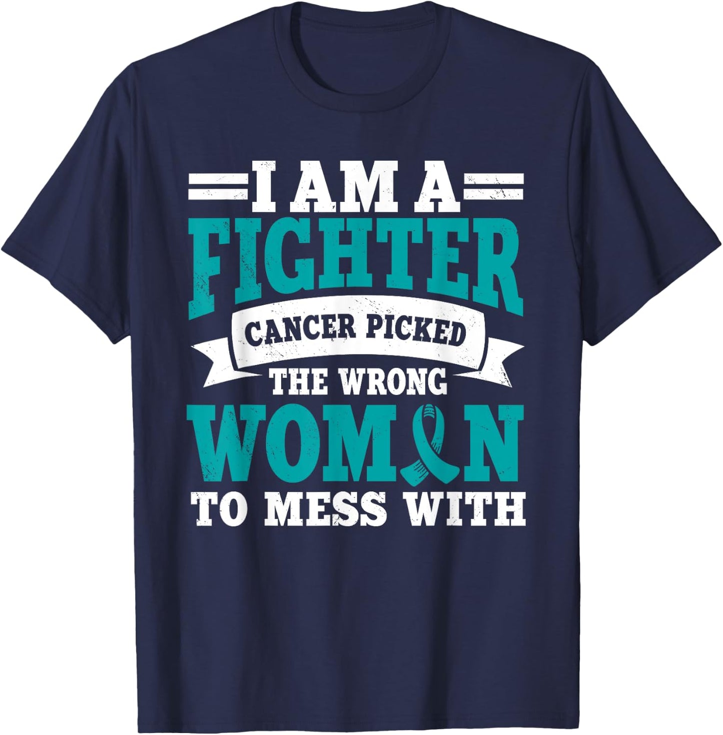 Ovarian Cancer Awareness Women Fighter Mother's Day T-Shirt - T-Shirt | Navy