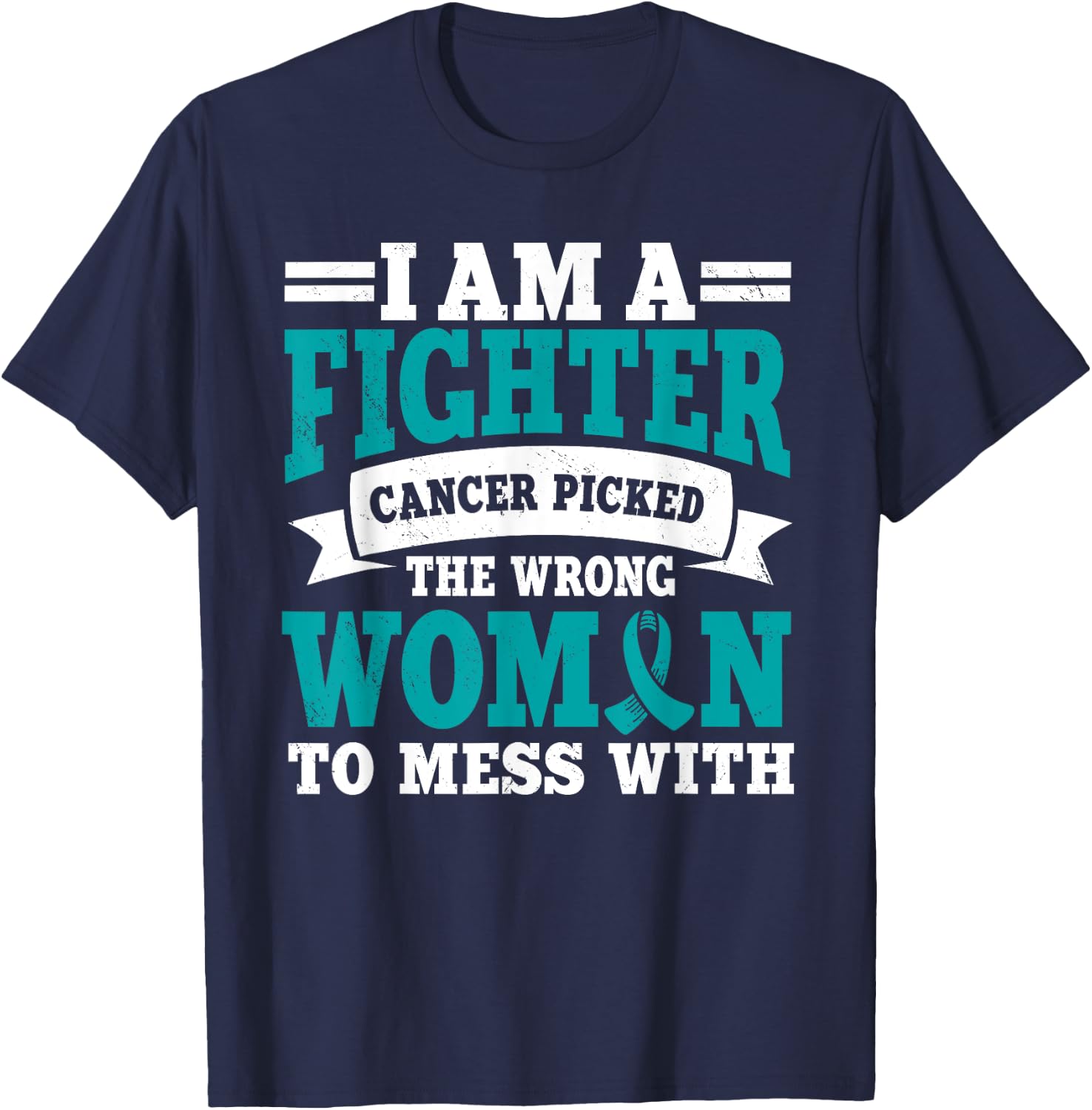 Ovarian Cancer Awareness Women Fighter Mother's Day T-Shirt - T-Shirt | Navy