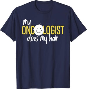 Childhood Cancer My Oncologist Does My Hair Ribbon T-Shirt - T-Shirt | Navy