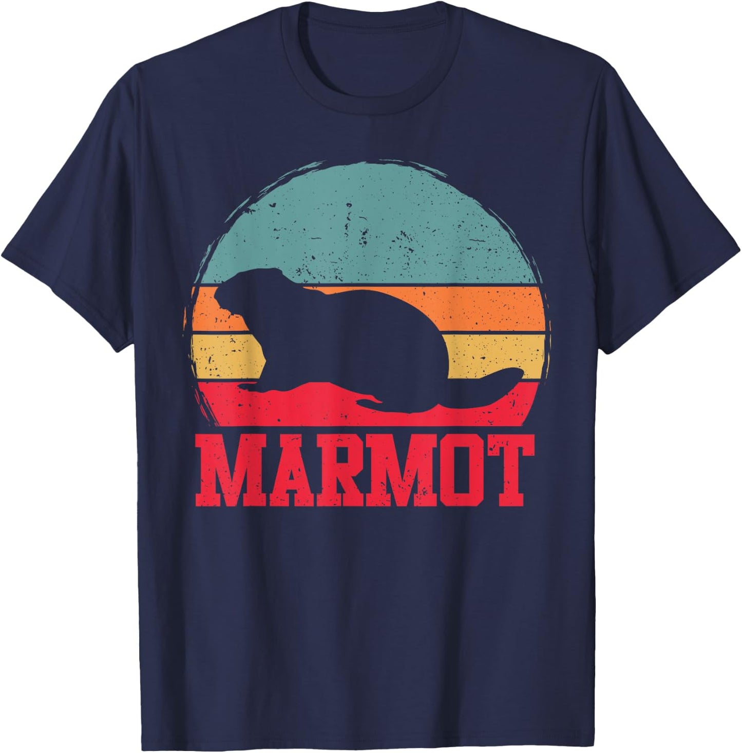 Retro Vintage Marmot lover Sunset Women Kids boys T-Shirt - T-Shirt | Navy