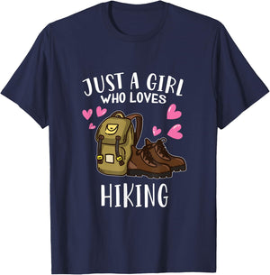Funny Hike Hiking Lover Just A Girl Who Loves Hiking T-Shirt - T-Shirt | Navy