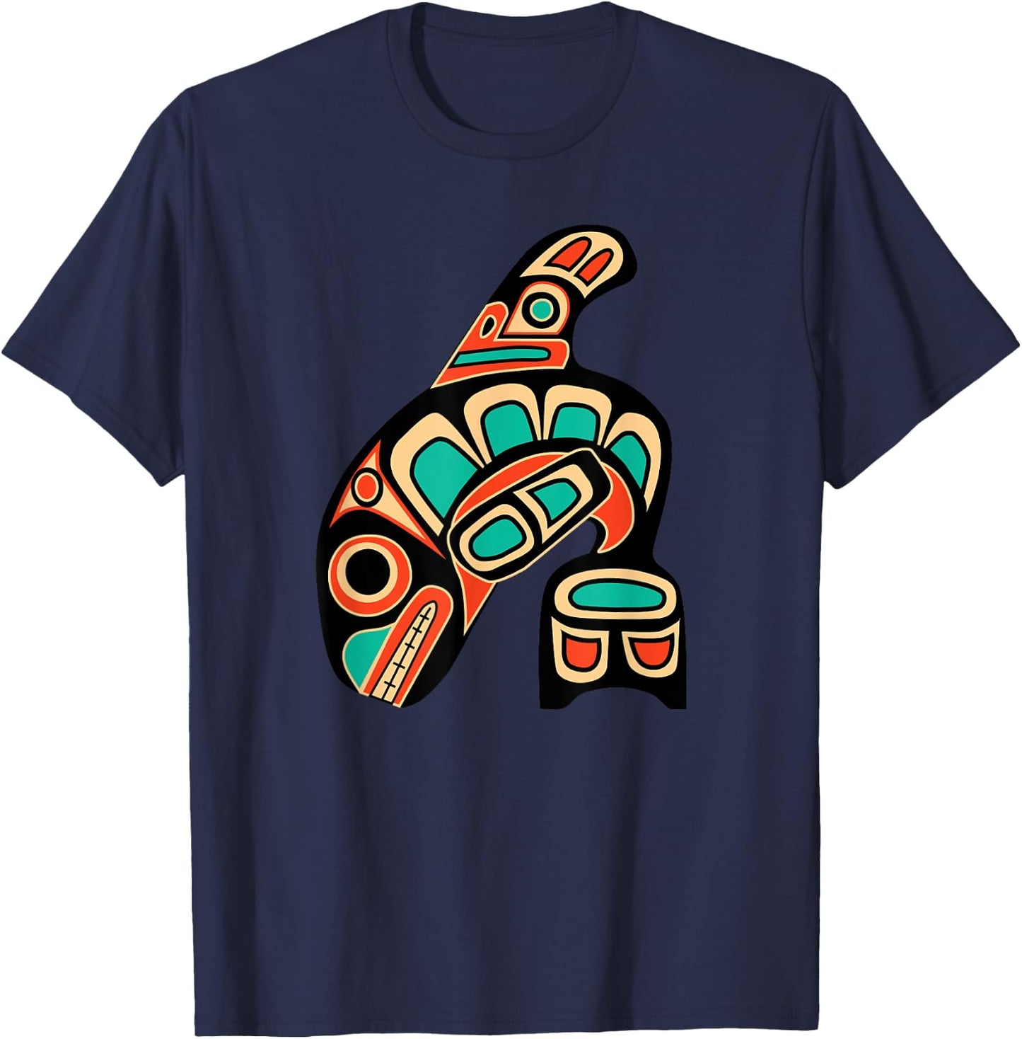 Pacific Northwest Orca Whale Native American Haida Tribal T-Shirt - T-Shirt | Navy
