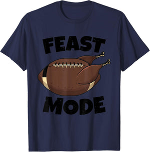 Funny Thanksgiving Feast Mode Football Turkey Game Lover T-Shirt - T-Shirt | Navy