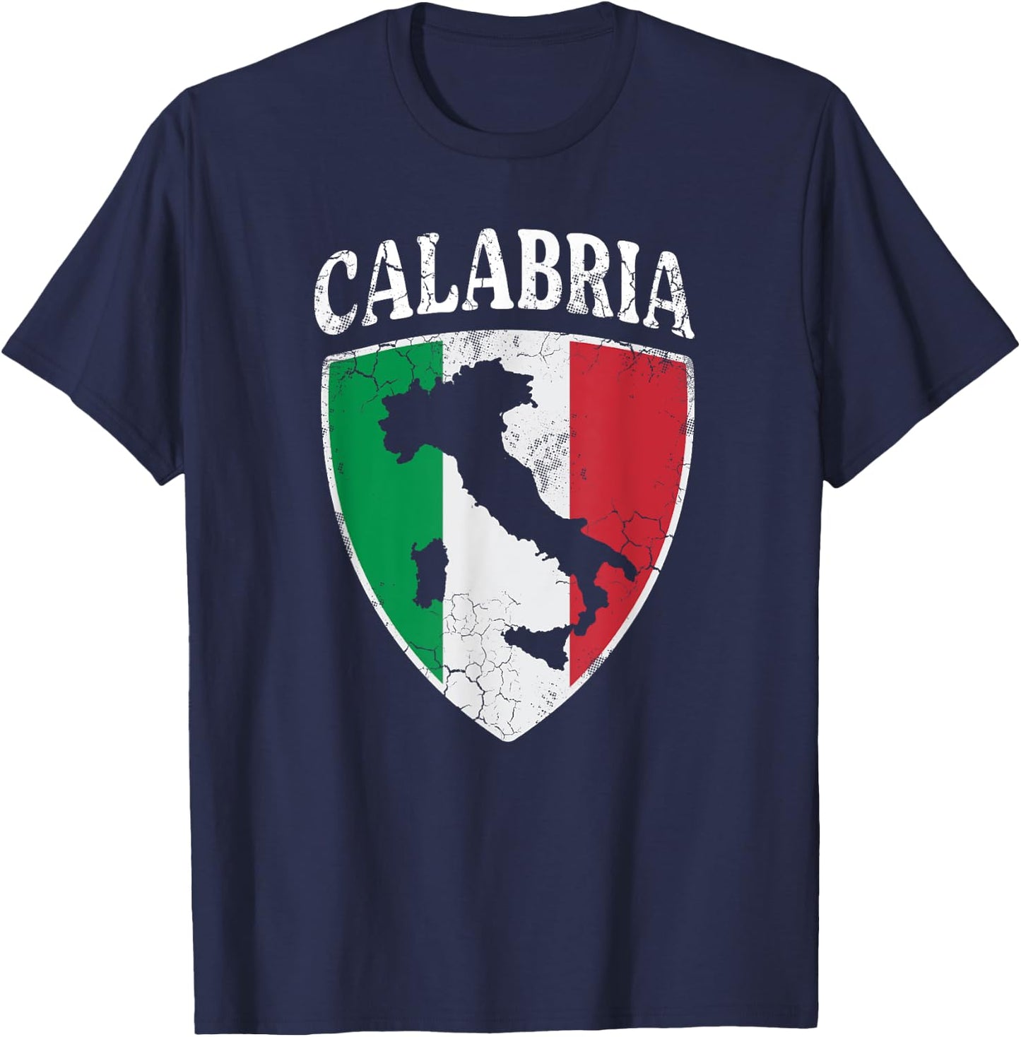 Calabria Italia Flag Crest Italy Italian Vintage Distressed T-Shirt - T-Shirt | Navy