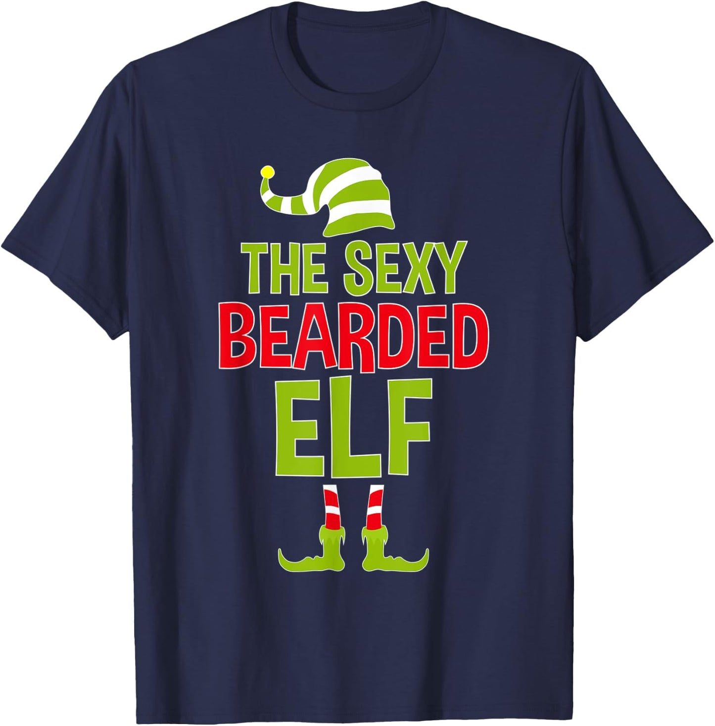 The Sexy Bearded Elf Matching Family Christmas Bearded T-Shirt - T-Shirt | Navy