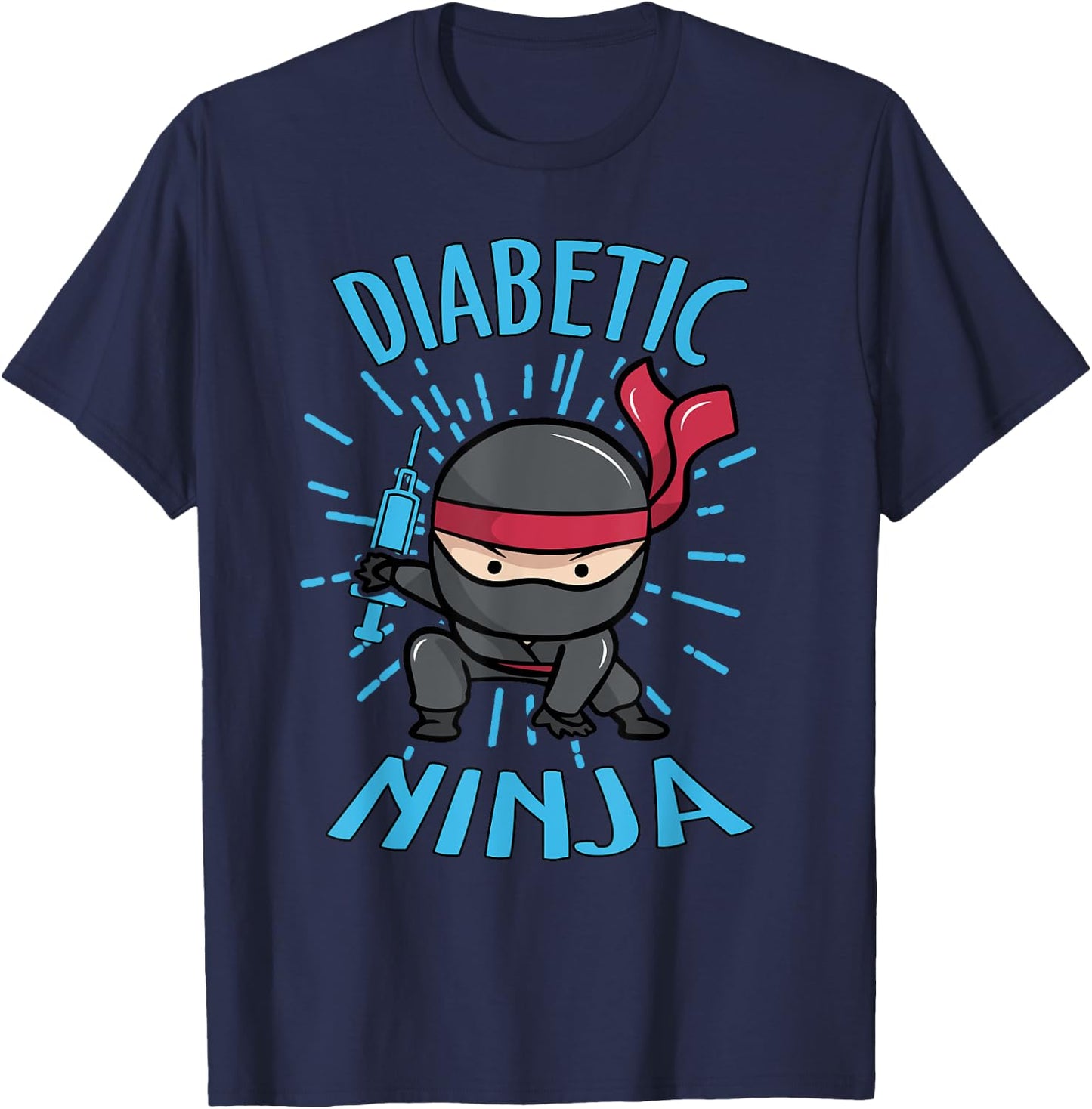 Diabetic Ninja Type 1 TD1 Diabetes Awareness Month Warrior T-Shirt - T-Shirt | Navy