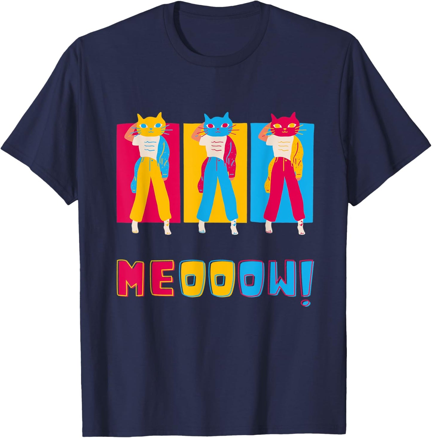 Novelty Meow Fashion Kitty Cat Tender Me Soft Cute Sweet T-Shirt - T-Shirt | Navy
