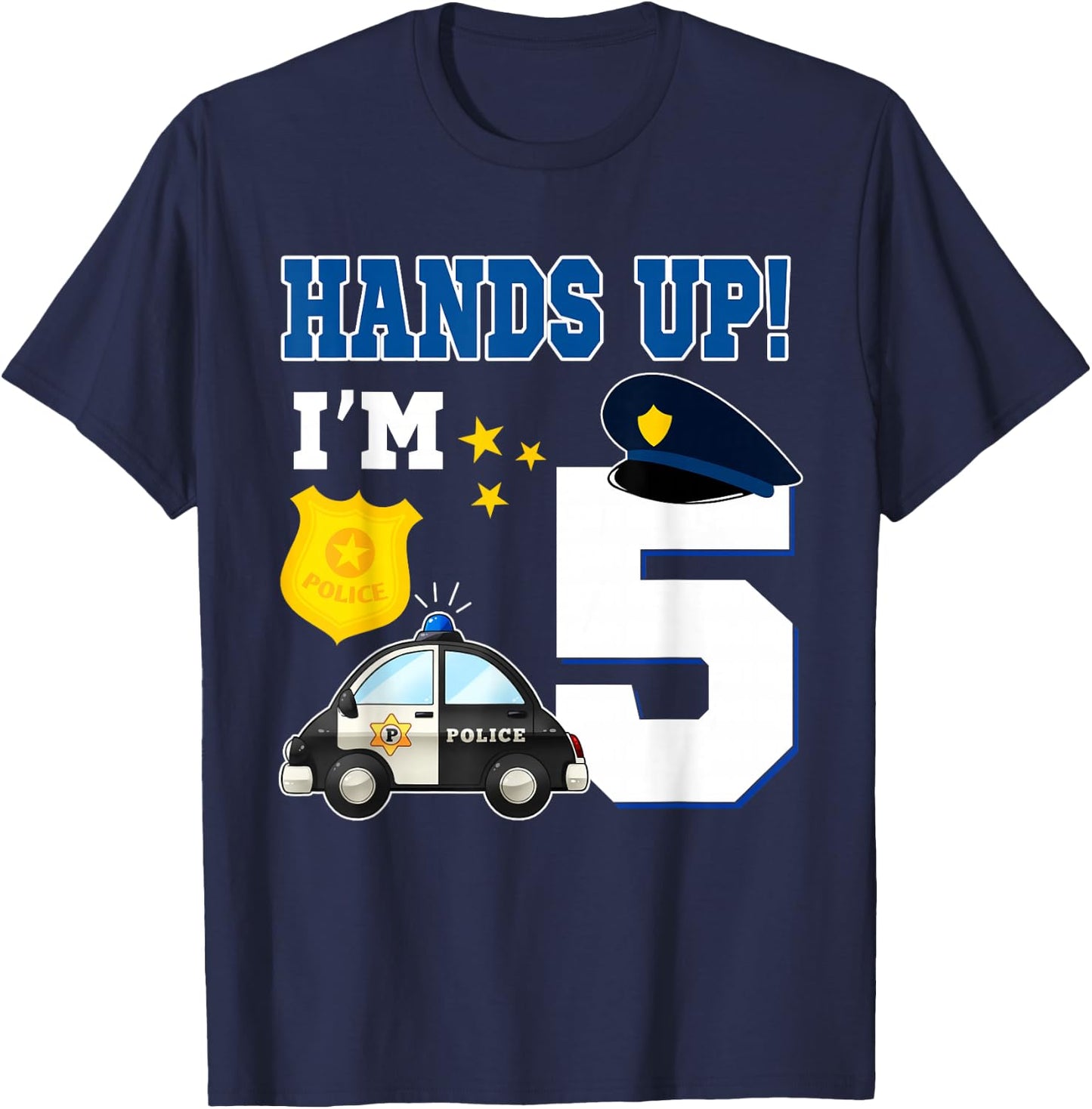 5th Birthday Policeman Boy 5 Year Old Police Officer T-Shirt - T-Shirt | Navy