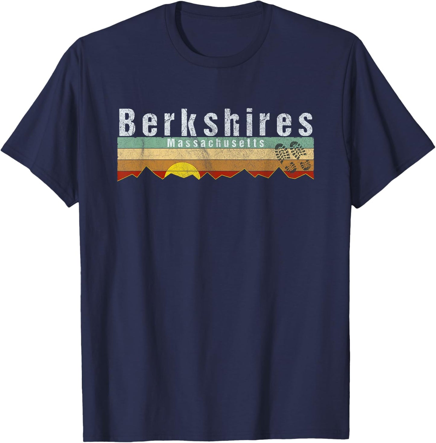 Berkshires, MA - Vintage Berkshires Hiking T-Shirt - T-Shirt | Navy