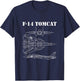 Vintage White F14 Tomcat Airplane Schematic F-14 Jet T-Shirt - T-Shirt | Navy