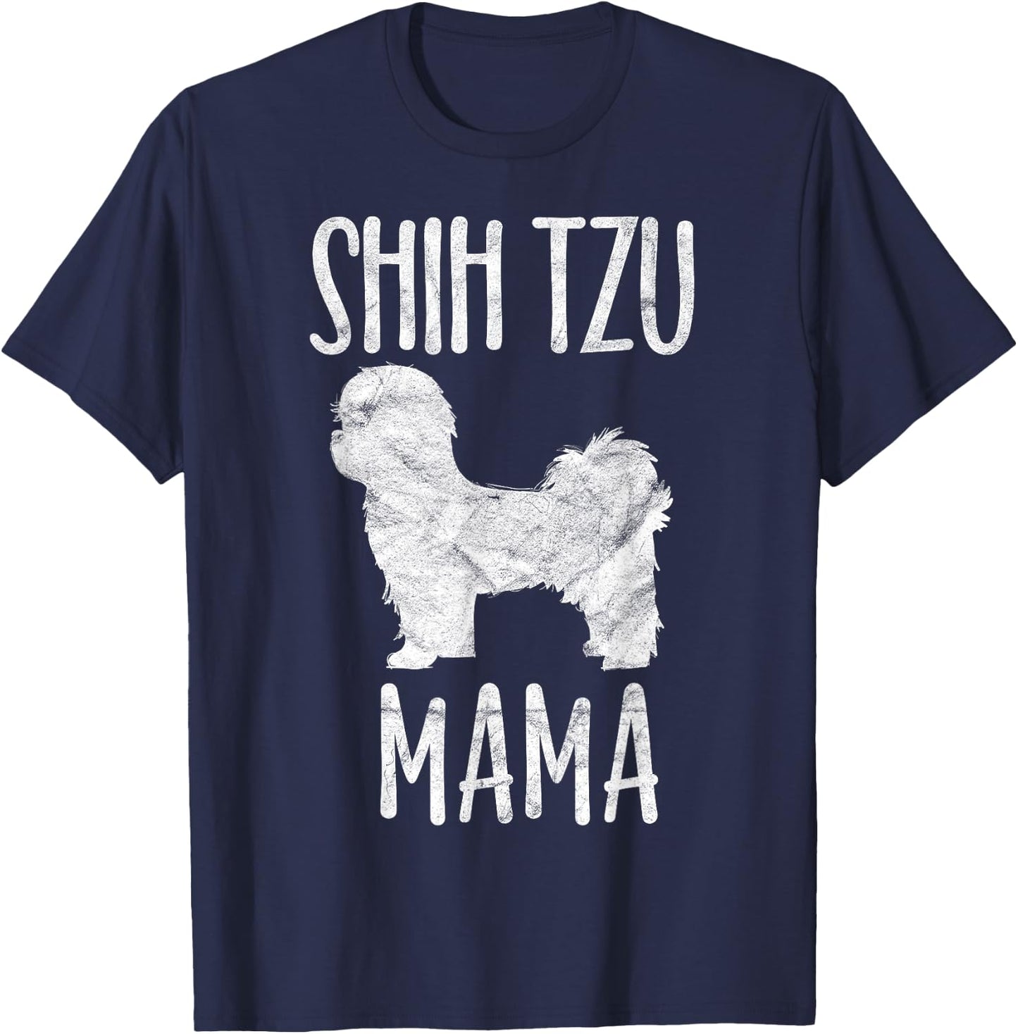 Vintage Shih Tzu Mom Mama Apparel Pet Dog Owner Mother Men Women Girls Kids T-Shirt - T-Shirt | Navy