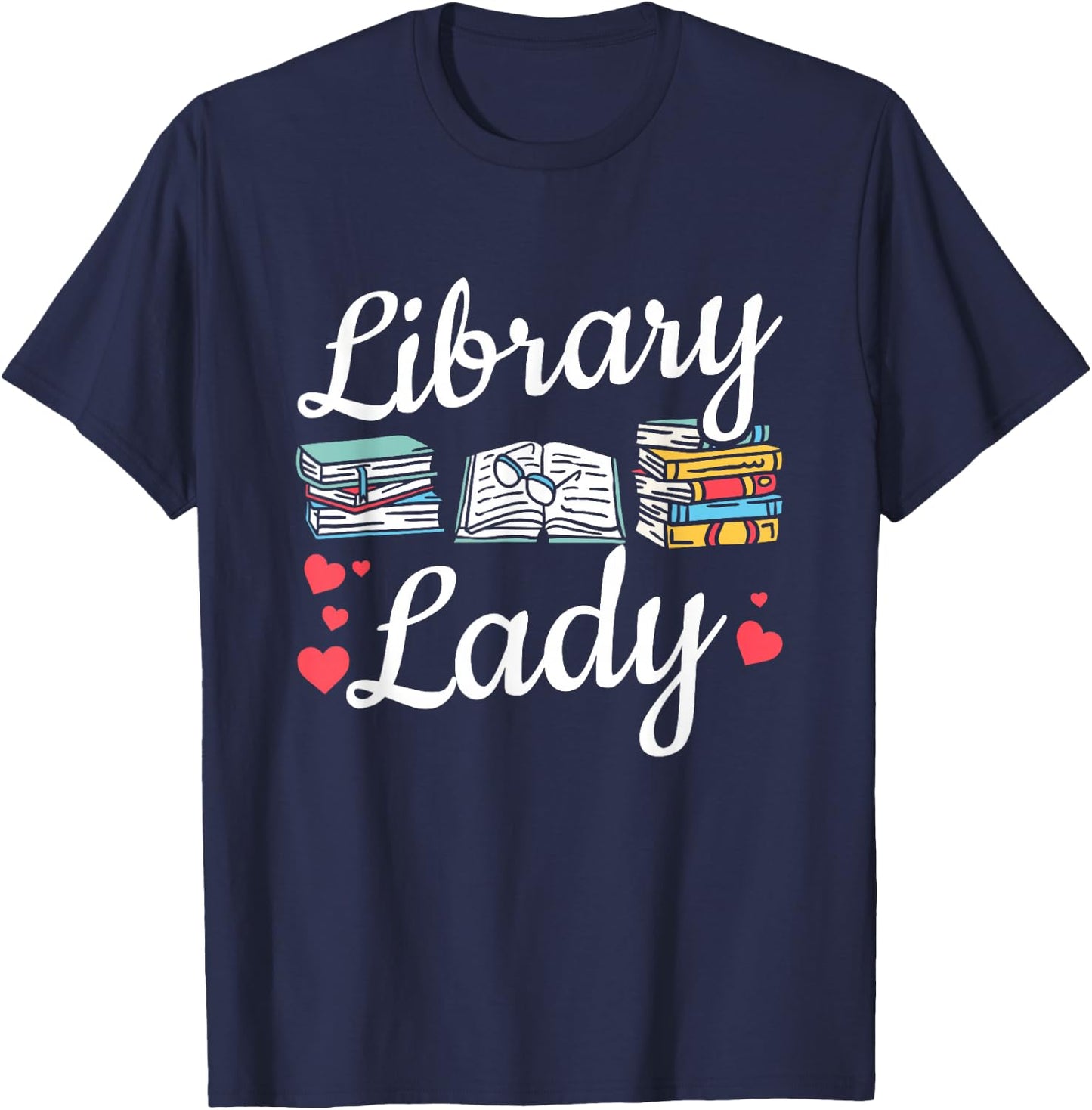 Library Lady Women Book Reading Librarian T-Shirt - T-Shirt | Navy