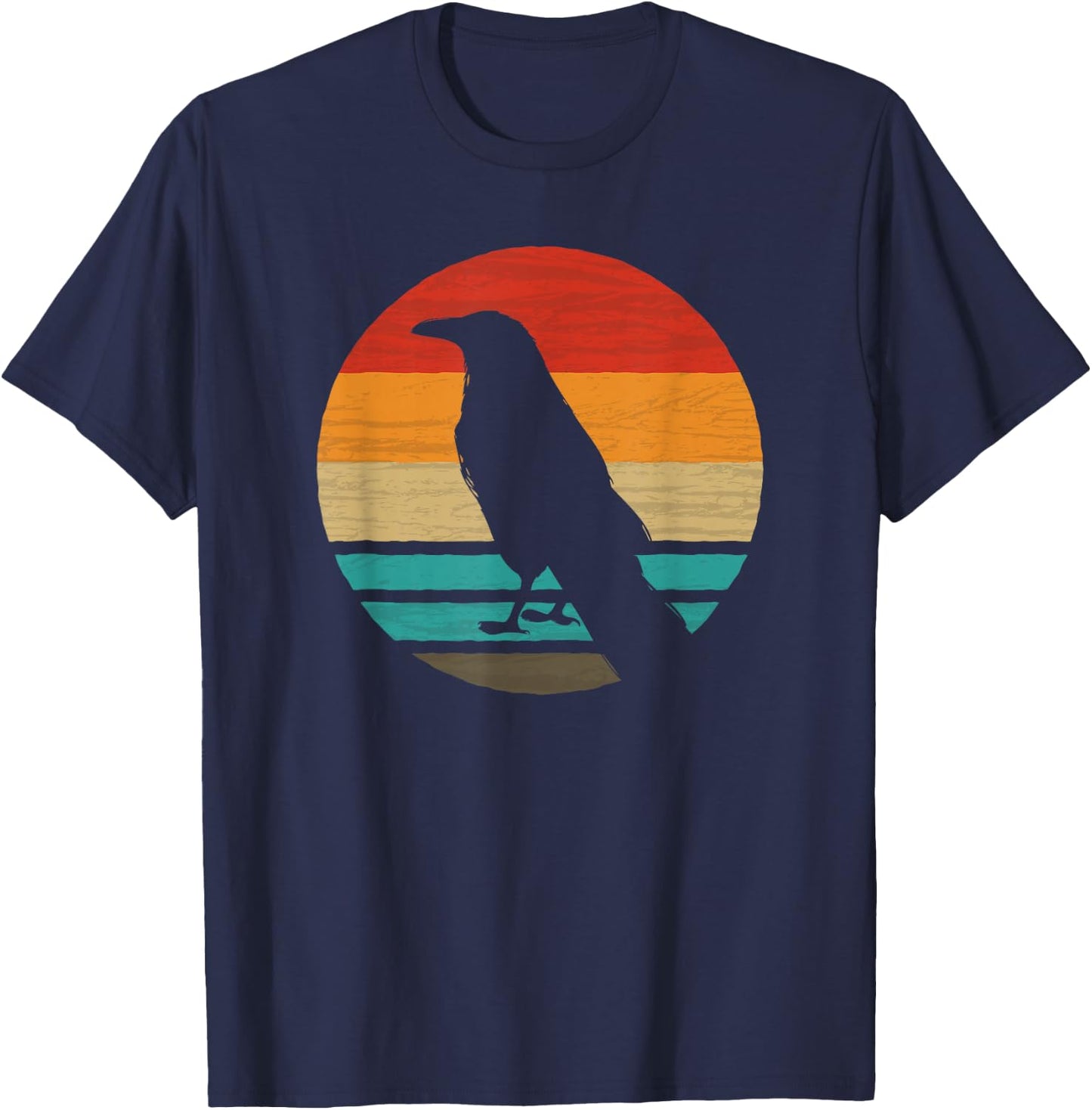 Raven Retro Style Vintage T-Shirt - T-Shirt | Navy