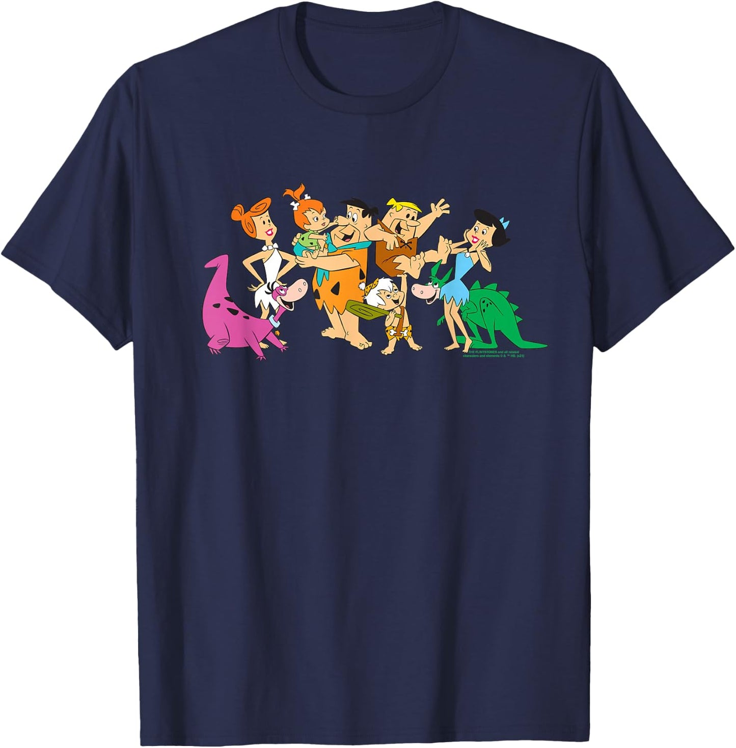The Flintstones Fred Wilma Barney Group Photo T-Shirt - T-Shirt | Navy
