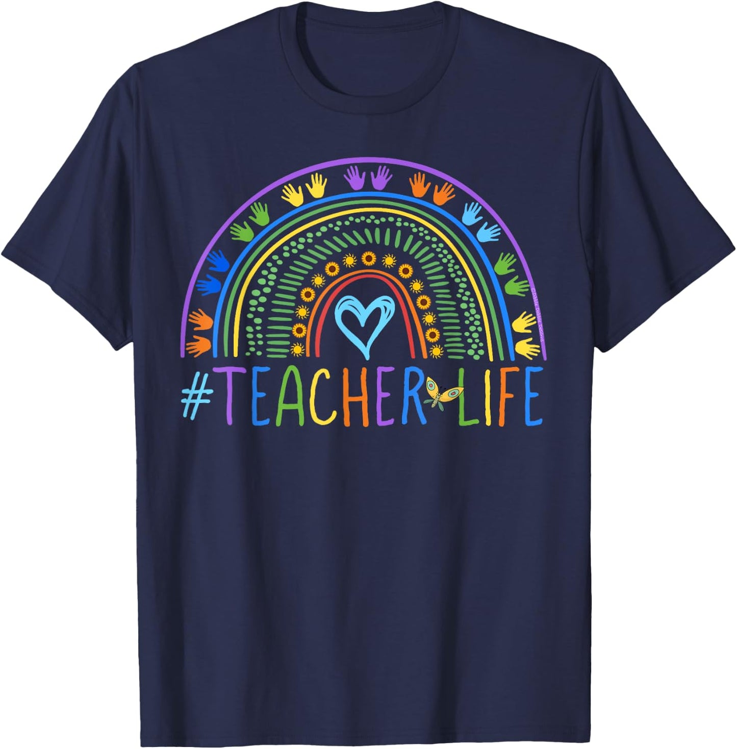 Little Hands Teacher Life Colorful Rainbow - Teachers Women T-Shirt - T-Shirt | Navy