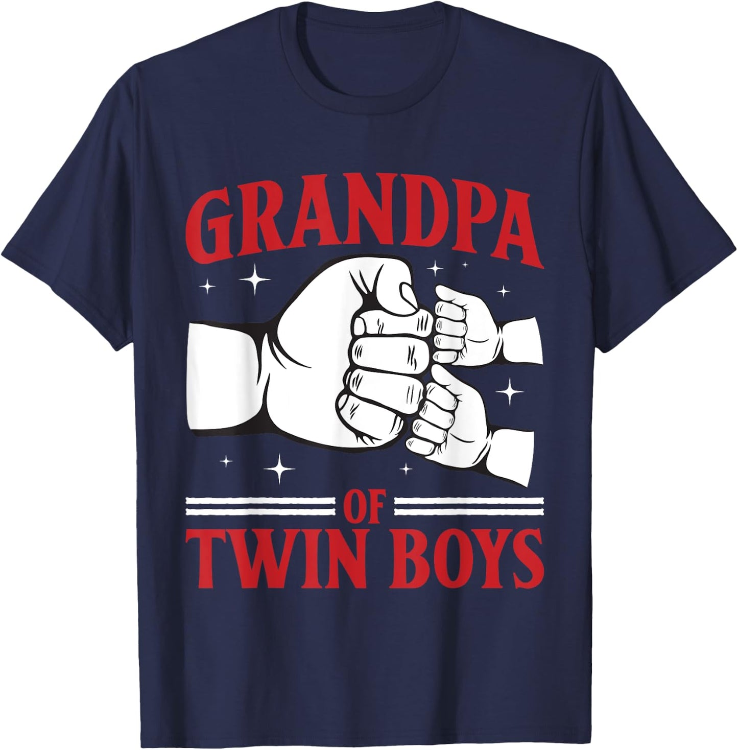 Twin Grandpa Grandfather Of Two Grandpa Of Twin Boys T-Shirt - T-Shirt | Navy