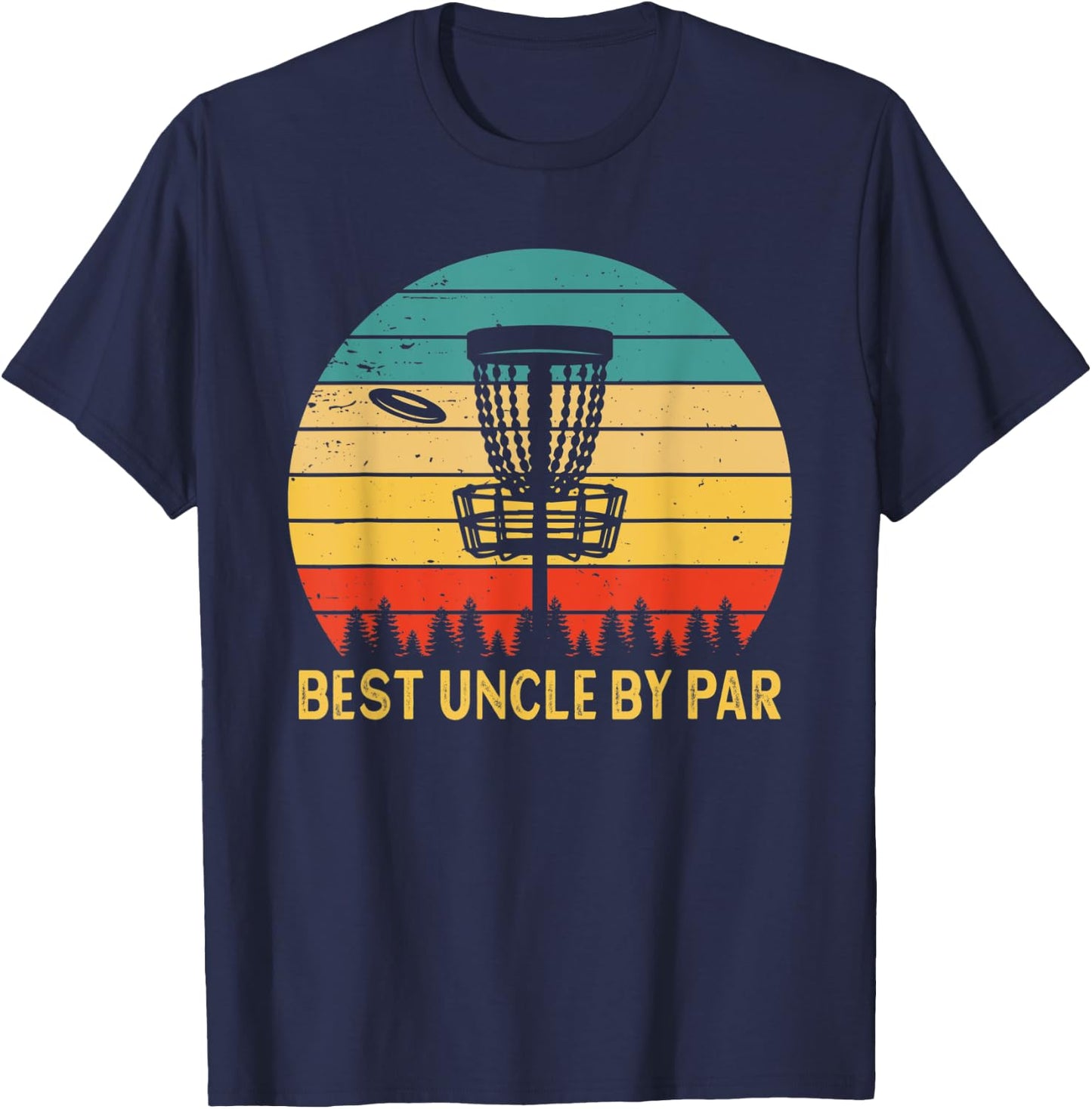 Vintage Best Uncle By Par Disc Golf Funny Father's Day T-Shirt - T-Shirt | Navy