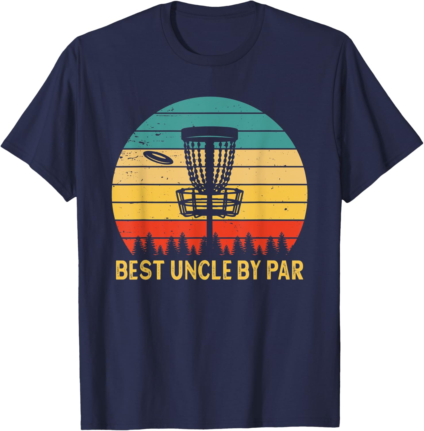 Vintage Best Uncle By Par Disc Golf Funny Father's Day T-Shirt - T-Shirt | Navy