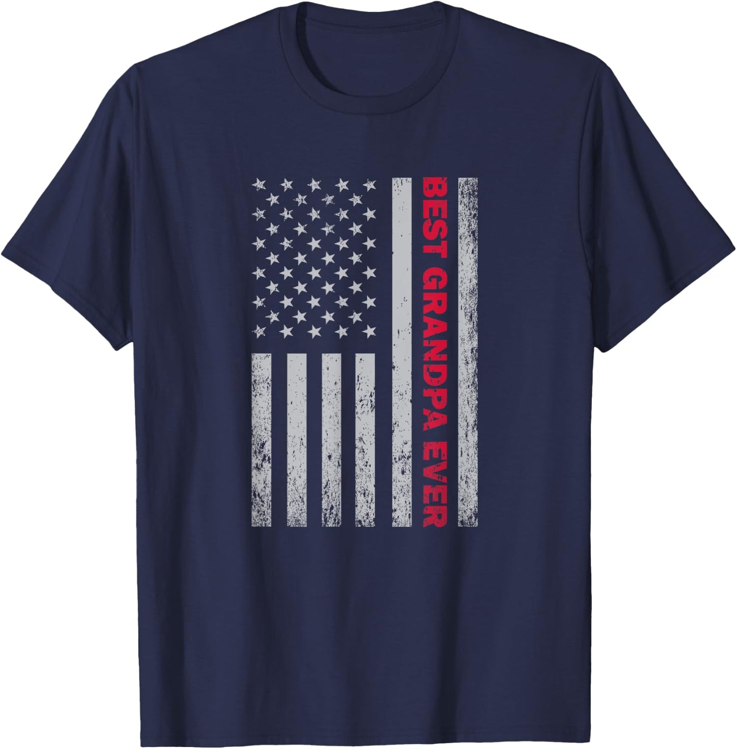 Best Grandpa Ever US American Flag T-Shirt - T-Shirt | Navy