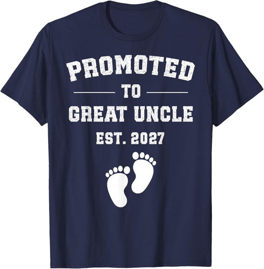 Promoted to Great Uncle Est 2027 Pregnancy Announcement T-Shirt - T-Shirt | Navy